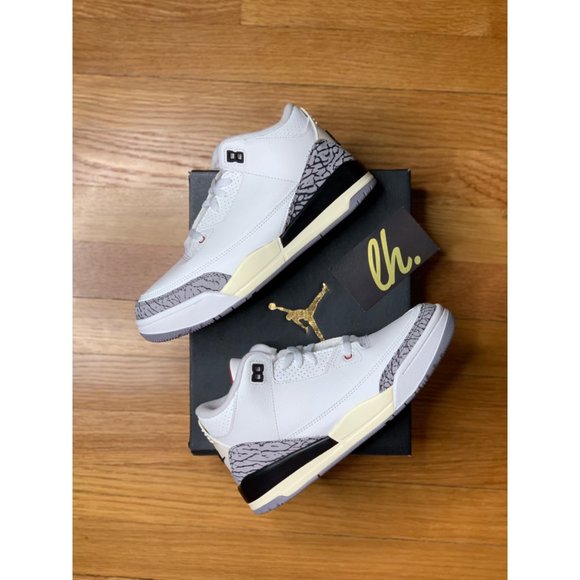Size 3y Air Jordan 3 Retro “White Cement” Athletic Basketball Sneakers D… - Picture 8 of 9